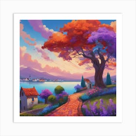 Dreamscape Pathway A Vibrant Landscape Inspired By Van Gogh (2) Art Print