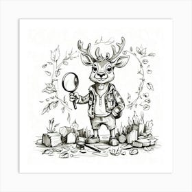 Deer With A Magnifying Glass 5 Art Print