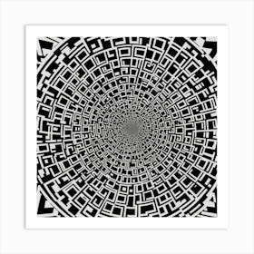 Abstract Black And White Maze Art Print