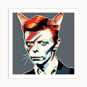 David Bowie Cat Illustration Art Print