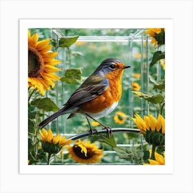 Robin Glass Maze Art Print