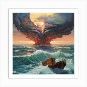 Boat In The Ocean Art Print