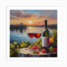 Wine And Grapes Art Print