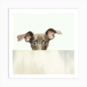 Dog Peeking Over The Wall 17 Art Print