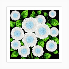 Blue And White Flowers Art Print