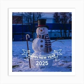 A Photo Of A Snowman With A Top Hat And Poses0ppseapfgtdb0vtaa Up7s7ewlttaywj7c5tuleg Art Print