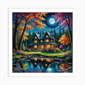 House By The Pond Art Print