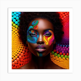 Young African Woman With Colorful Makeup Art Print