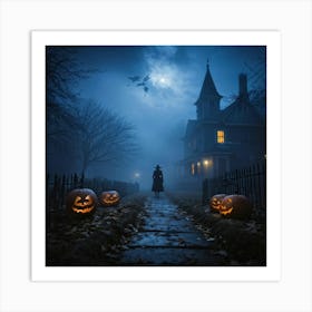 Haunting Halloween Greetings On A Misty Night (23) Art Print