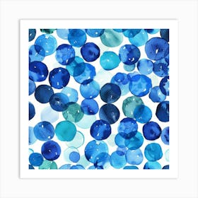 Blue Watercolor Circles 1 Art Print