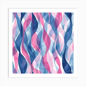 Blue And Pink Wavy Pattern Art Print