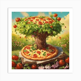 Tree Of Pizza Art Print