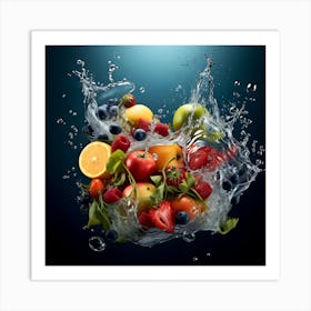 Fruit Splashing Water 12 Art Print