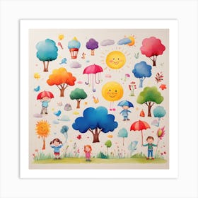 Colorful children's drawings 2 Art Print