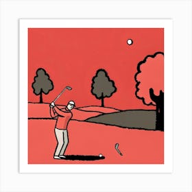 Golfer Hitting A Golf Ball Art Print