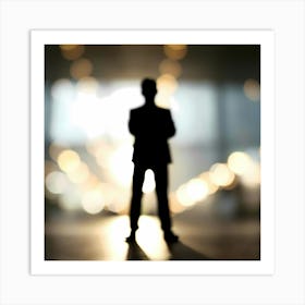 Silhouette Of Businessman Art Print