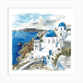 Santorini Postcard Art Print