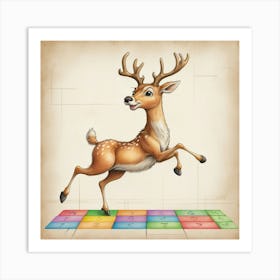 Deer Jumping Puzzle Art Print