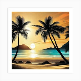 Sunset At The Beach 346 Art Print