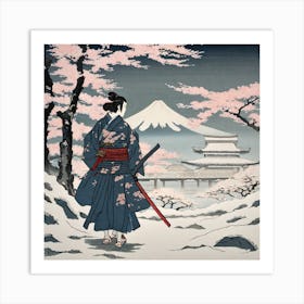 Japanese Woman In The Snow Art Print