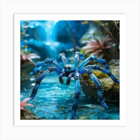 Water Spider With Anthropomorphic Features Showcasing Cuteness Vibrantly Interacting With Its Whim Art Print