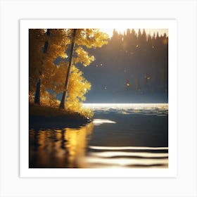 Autumn Trees On A Lake 3 Art Print