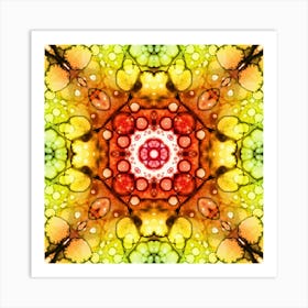 Abstraction Watercolor Yellow Mandala Art Print