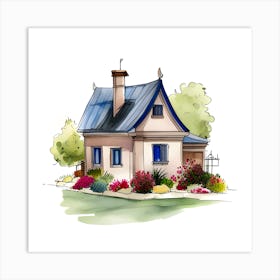 Watercolor Sketch Of A House Art Print