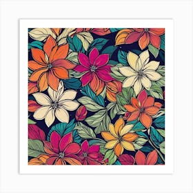 Floral Seamless Pattern 1 Art Print