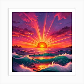 Sunset Over The Ocean Art Print