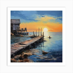 Sunset At The Dock Art Print