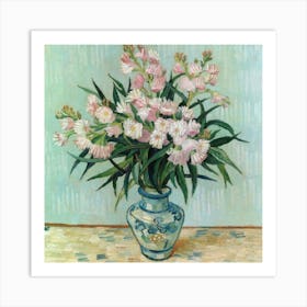 Pink Flowers In Vase Oleanders Vincent Van Gogh 1 Art Print