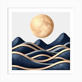 Moon Over Waves Art Print