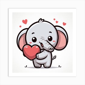 Tiny Elephant and a Heart 1 Art Print