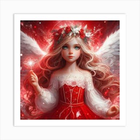 Angel In Red Dress Art Print