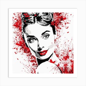 Audrey Hepburn Portrait Painting (15) Art Print