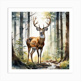 Deer In The Woods 78 Art Print