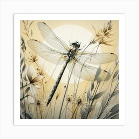 Dragonfly on a flower 1 Art Print