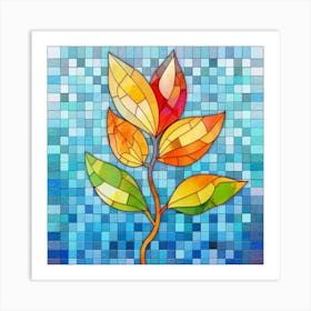 Stained Glass Leaf Art Print