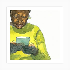 Old Lady On Cell Phone Art Print