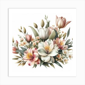 Tulips and Alstroemeria 2 Art Print