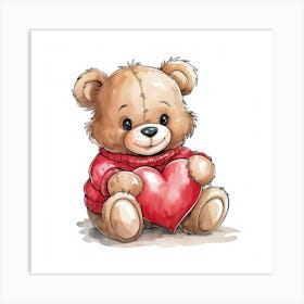 Teddy Bear With Heart Art Print