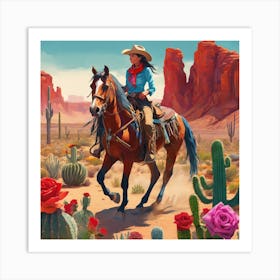 Collage Of Cowgirl Cactus (5) 1 Art Print