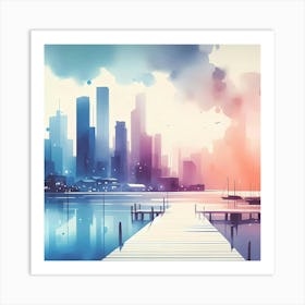 Watercolor Cityscape 1 Art Print