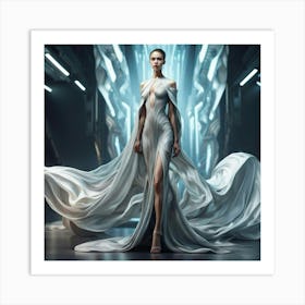 FUTURISTIC FEMALE FASHION WHITE Art Print