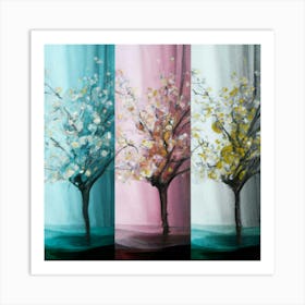 Three different palettes each containing cherries in spring, winter and fall 5 Art Print