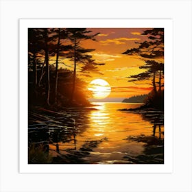 Sunset By The Lake Art Print