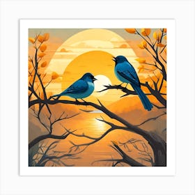 Birds Singing At Sunset Art Print