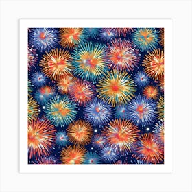 Fireworks Seamless Pattern Art Print