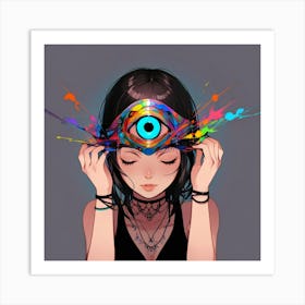 Girl With A Rainbow Eye Art Print